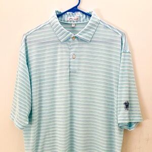 Peter MIllar Dri-Release Melange Stripe Polo Men's Size Large Cottage blue
